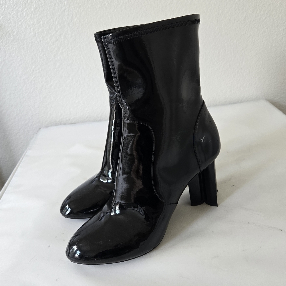 LOUIS VUITTON Silhouette Black Patent Ankle Sock Boots size 38.5 or US 8.5